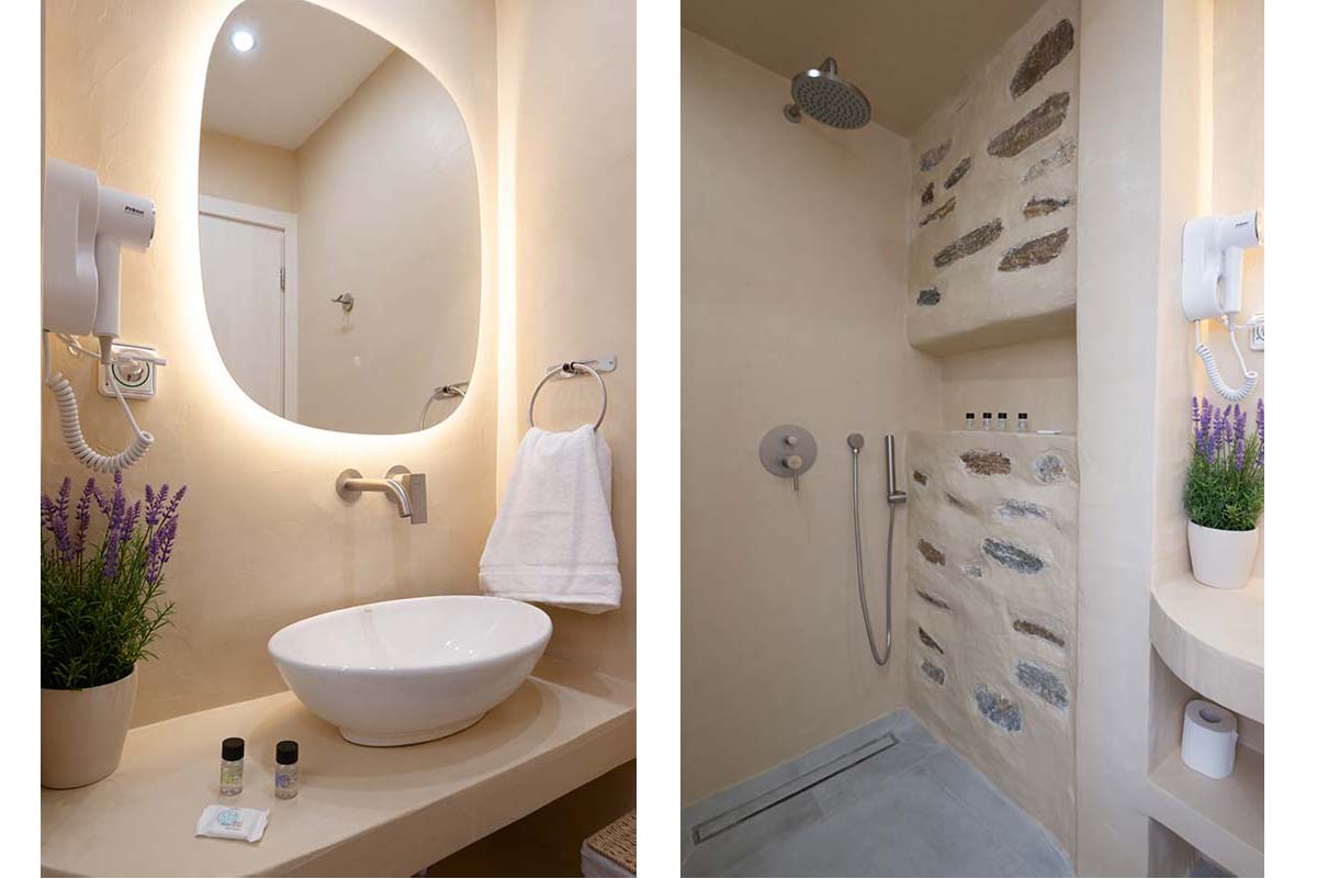Salle de bains moderne avec douche maçonnée