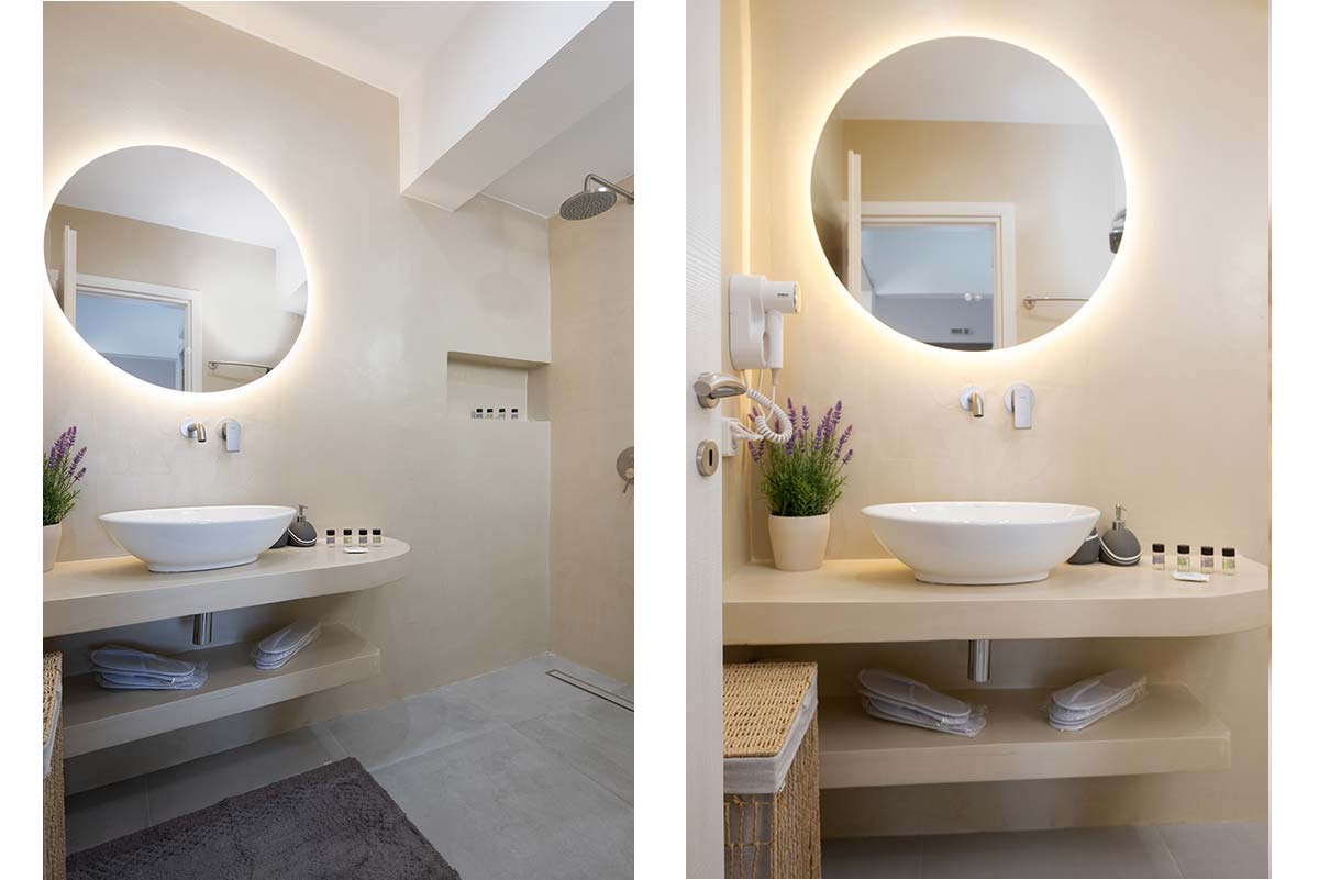 Salle de bains moderne avec douche maçonnée